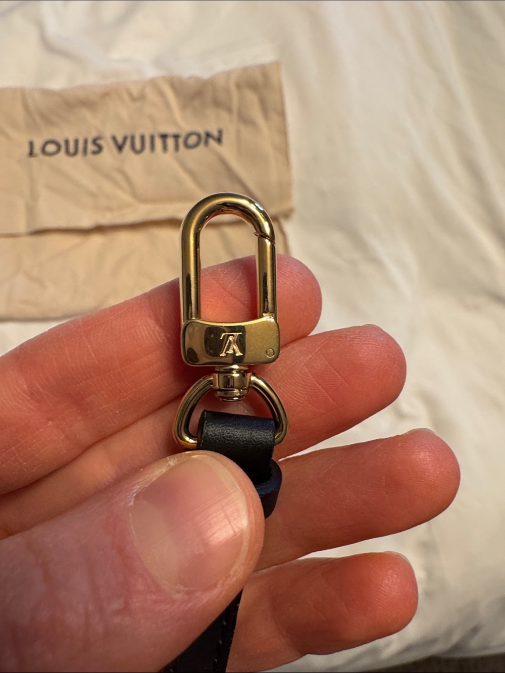 Louis Vuitton 2 Small Black Leather Straps with Gold Hardware and Dust Bag - Picture 2 of 3